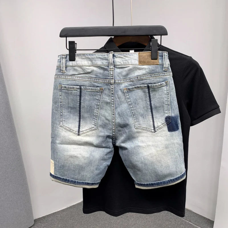 Straight Male Denim Shorts Ripped Jorts Distressed Retro Baggy Men's Short Jeans Pants Fitted Designer Y2k With Vintage Xl