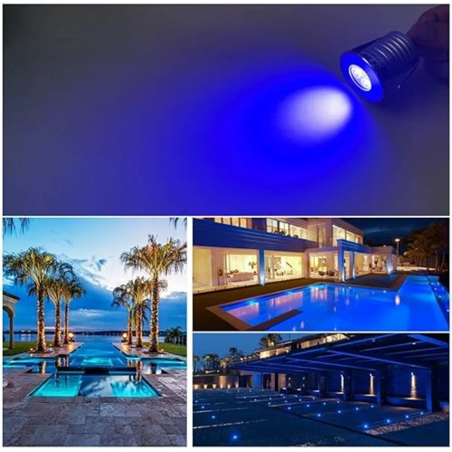 Waterproof Swimming Pool Lights, 4 Packs 3W Dimmable IP68 Blue LED Underwater Light for Pools, Ponds, Streams, Waterfalls, Foun