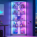 5-Tier White Display Cabinet with Glass Shelves, RGB Lights & Human Body Sensor for Collectibles/Toys Storage