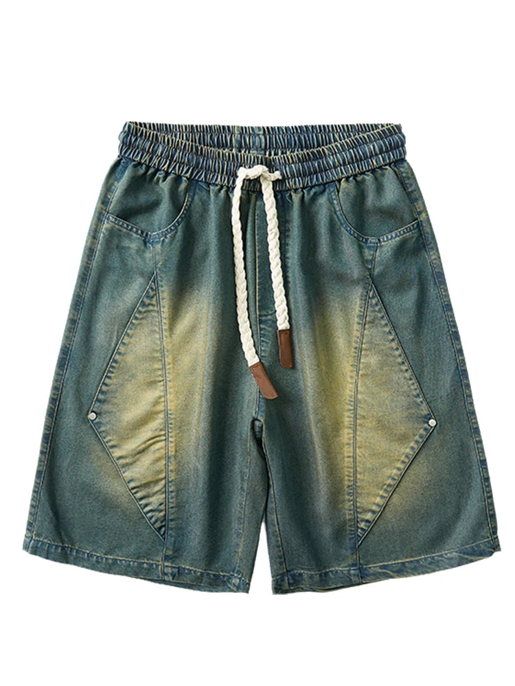 Summer Lyocell Denim Shorts Men Lightweight Baggy Jeans Shorts Big Size 8XL 7XL 6XL Wide Leg Straight Denim Short Pants