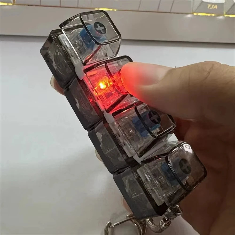 New Stress Anxiety Relief Keyboard Keychain Four Finger Button for Office Home Adults Kid Decompression Clicker Hot Gadget Gifts