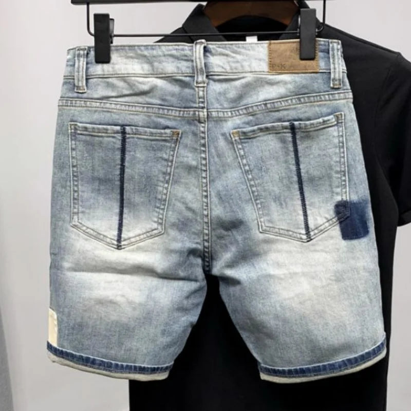 Straight Male Denim Shorts Ripped Jorts Distressed Retro Baggy Men's Short Jeans Pants Fitted Designer Y2k With Vintage Xl