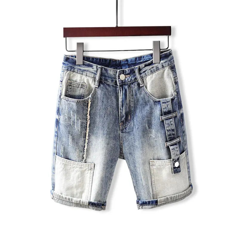 Men's Short Jeans Pants with Pockets Washing Blue Male Denim Shorts Sale Korean Fashion Jorts Thin Summer Streetwear Original Xl