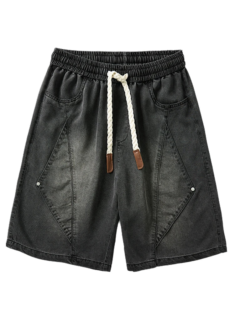Summer Lyocell Denim Shorts Men Lightweight Baggy Jeans Shorts Big Size 8XL 7XL 6XL Wide Leg Straight Denim Short Pants
