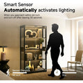 5.5ft Tall 2-Door Glass Display Cabinet, 4-Tier Curio with 3-Color LED Lights, Human Sensor, 4-Shelf Black Bookcase Storage Cabi