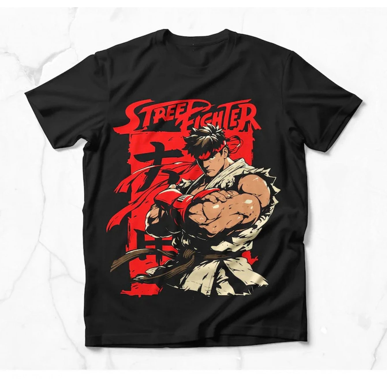 Street Fighter Ryu Retro Gaming T-Shirt - Iconic Martial Artist Art, Merch for Fighting Game Enthusiasts & 90s Nostalgia Fans