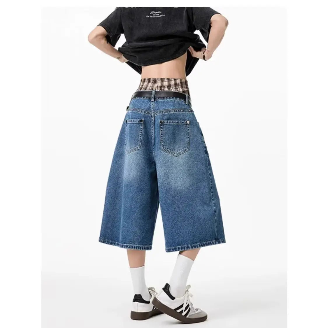 Summer American-style Design Niche Denim Cropped Pants For Men Washed Loose Mid-length Short Jeans