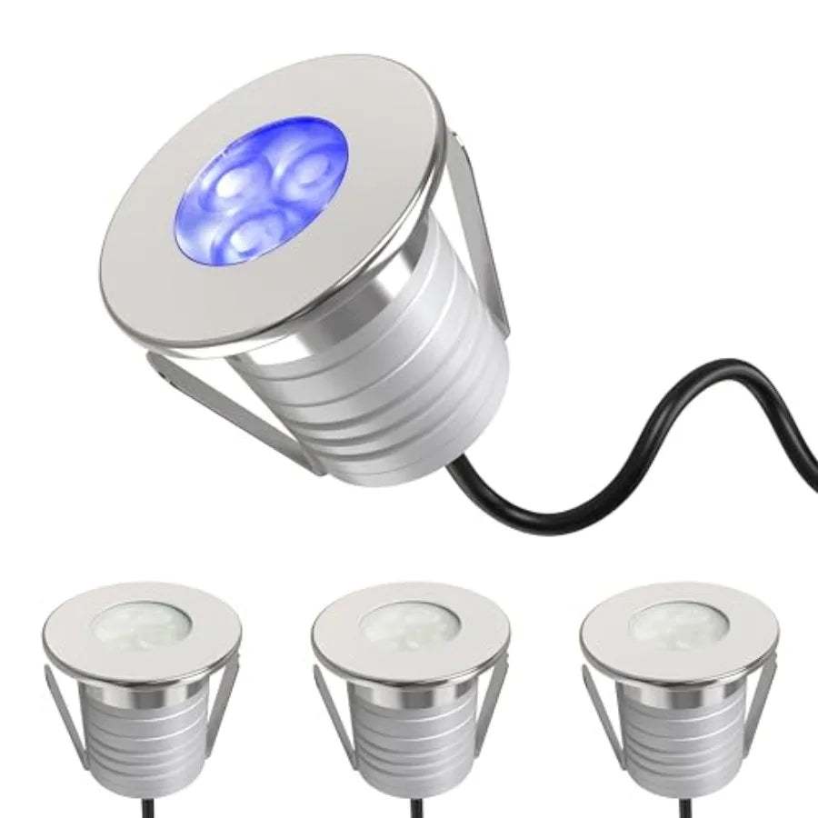 Waterproof Swimming Pool Lights, 4 Packs 3W Dimmable IP68 Blue LED Underwater Light for Pools, Ponds, Streams, Waterfalls, Foun