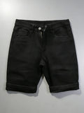 Plain Jeans Black Slim Denim Shorts For Man Light Retro Harajuku Style No accessories or belts included
