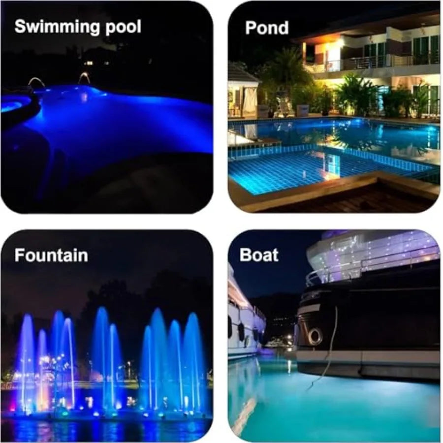 Waterproof Swimming Pool Lights, 4 Packs 3W Dimmable IP68 Blue LED Underwater Light for Pools, Ponds, Streams, Waterfalls, Foun