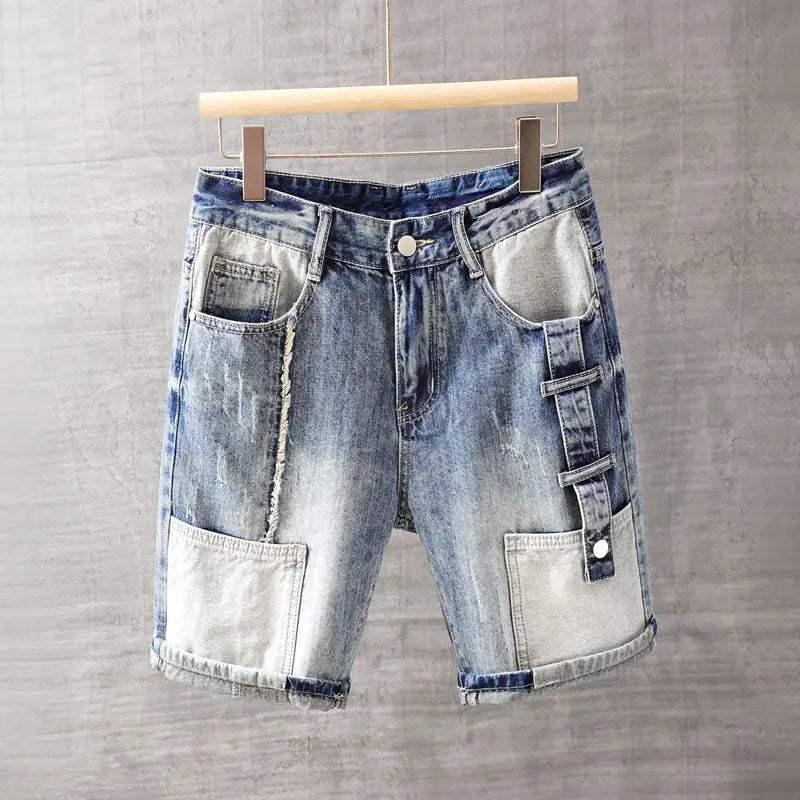 Men's Short Jeans Pants with Pockets Washing Blue Male Denim Shorts Sale Korean Fashion Jorts Thin Summer Streetwear Original Xl